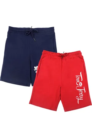 Wear Your Mind Boys Navy Blue & Red Typography Printed Cotton Shorts