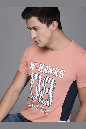 WROGN Men Dusty Pink Varsity Printed Slim Fit T-shirt