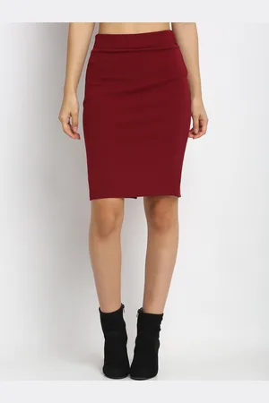 NEUDIS Women Maroon Solid Skirt