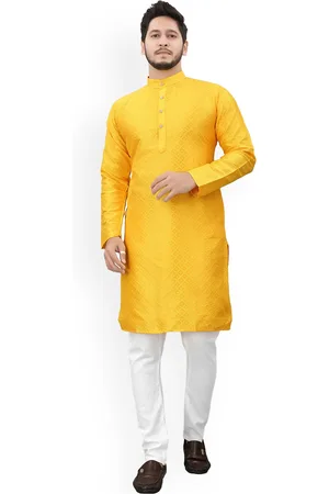 Divra Clothing Geometric Embroidered Mandarin Collar Thread Work Jacquard Straight Kurta