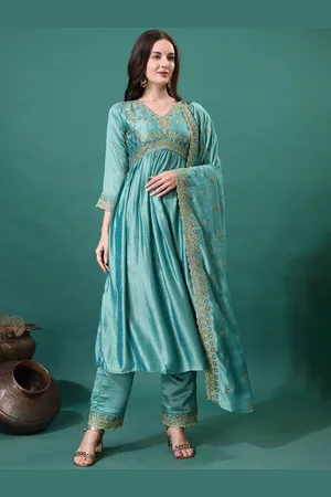Kalini Women Ethnic Motifs Embroidered Empire Thread Work Kurta with Palazzos & With Dupatta