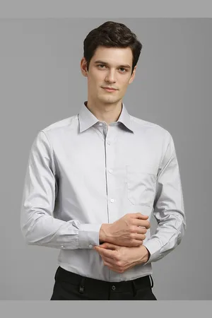 Louis Philippe Men Classic Fit Spread Collar Textured Cotton Formal Shirt