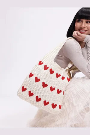 DressBerry Heart Crocheted Shopper Tote Bag