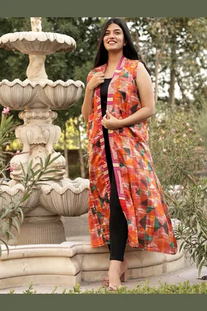 Exotic India Wood Ash Vintage Pure Silk Long Jacket with Pockets
