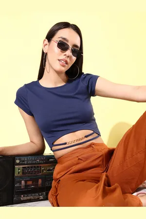 Mast & Harbour Solid Cut-out Detail Crop Top