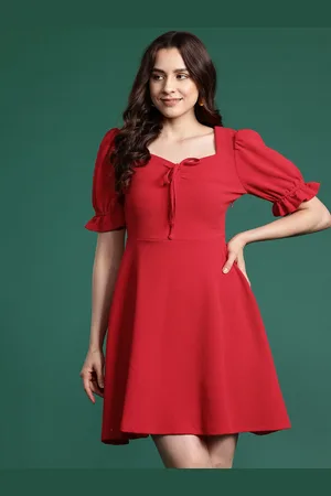DressBerry Puff Sleeve A-Line Midi Dress