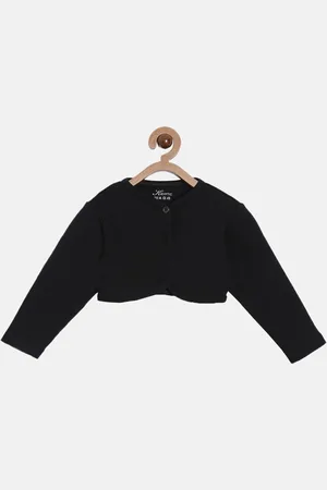 Kryptic Girls Black Solid Button Shrug