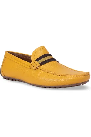 ROSSO BRUNELLO Men Textured Comfort Insole Leather Penny Driving Shoes