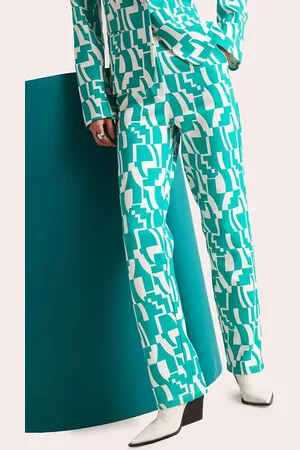 Muvazo Women Abstract Printed Mid Rise Trouser