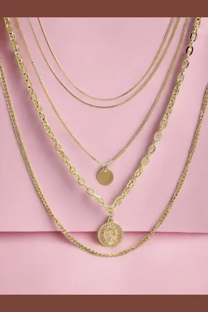FÁBULA Set Of 2 Gold-Plated Multi Layered Link Necklace