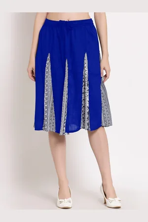 PATRORNA Women Blue Printed Flared Skirt