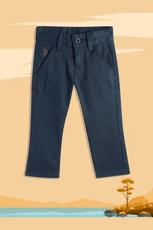 Ralph Lauren Boys Navy Blue Self Design Trousers