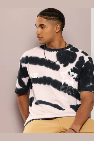 Kook N Keech Tie and Dye & Typography Drop-Shoulder Sleeves Oversized T-shirt