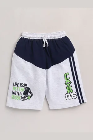 YK Boys Navy Blue Printed Shorts