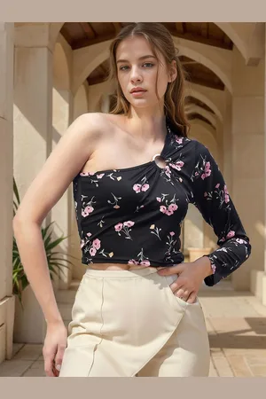 Rare Fashion Floral Printed One Shoulder Top
