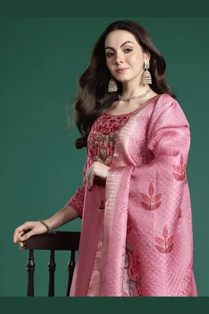 Indo Era Floral Embroidered Thread Work Kurta with Trousers & With Dupatta