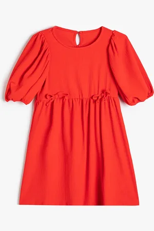 Koton Girls Puff Sleeve A-Line Dress