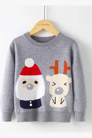 Stylecast Boys Grey Graphic Printed Pullover Sweater