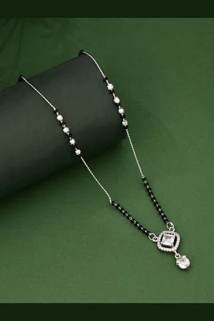 ATIBELLE Silver-Plated Artificial Stones Mangalsutra