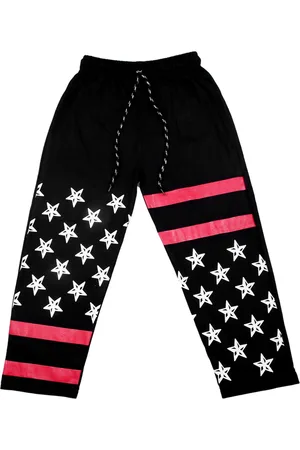 Sweet Angel Boys Black & Red Printed Straight-Fit Cotton Track Pant