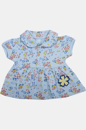 V-Mart Infants Girls Floral Printed Peter Pan Collar Cotton Fit & Flare Dress