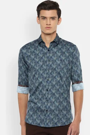 V Dot Men Blue Opaque Printed Casual Shirt