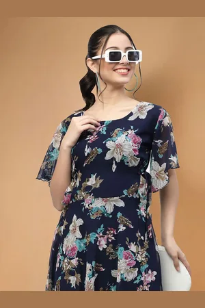 Moda Rapido Floral Print Applique Fit & Flare Dress