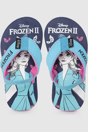 toothless Girls Blue & Pink Disney Frozen Printed Thong Flip-Flops