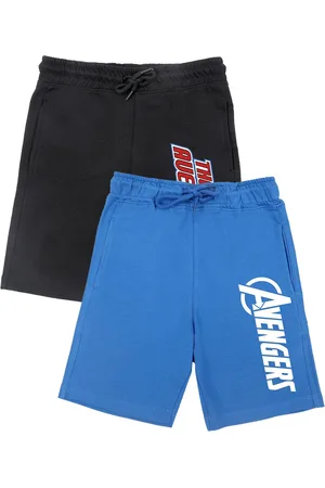 Wear Your Mind Boys Black & Blue Pack of 2 Printed Cotton Shorts