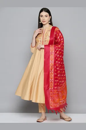 Jompers Women Floral Embroidered Regular Thread Work Kurta with Trousers & With Dupatta