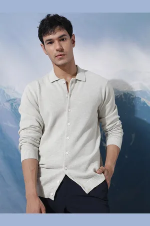 RARE RABBIT Men Alias Slim Fit Knitted Cotton Shirt