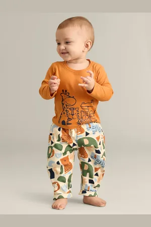 My Milestones Boys Printed Round Neck long sleeves Pure Cotton Clothing Set