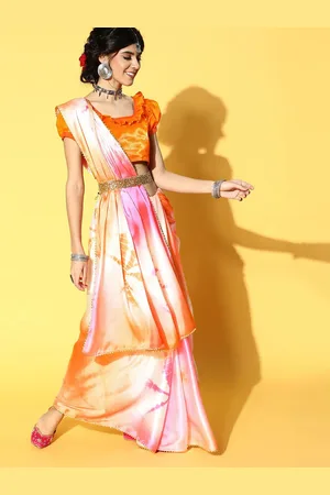 KIMISHA Tie and Dye Printed Saree With Blouse Piece