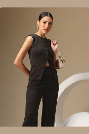 Chemistry Womens Striped Waiscoat & Trouser Co-Ord Set