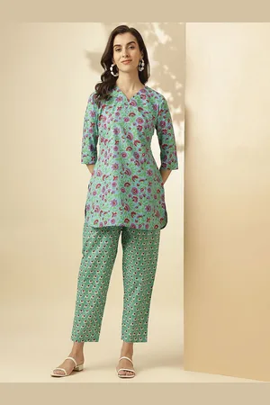 Roadster The Lifestyle Co Printed Pure Cotton Tunic & Trouser Co-ord