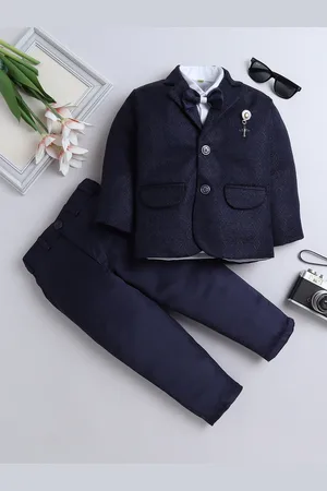 BAESD Boys Self Design Single-Breasted Three-Piece Suit