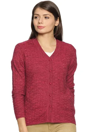 CLAPTON Women V-Neck Woollen Cardigan