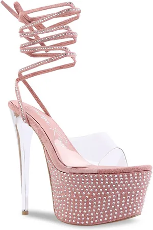 London Rag Pink Suede Party Platform Heels