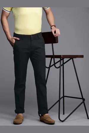 Louis Philippe Men Black Textured Slim Fit Trousers
