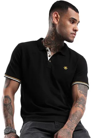 WROGN Men Solid Polo Collar Cotton T-Shirt