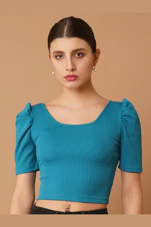 Chemistry Puff Sleeve Crepe Crop Top