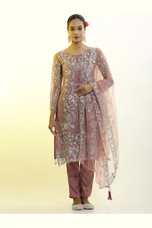 Jaipur Heavy Embroidered Net Kurta Set With Dupatta