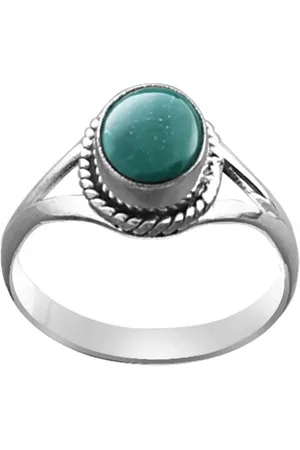 Exotic India Reconstituted Turquoise Stone Stylish Sterling Silver Ring