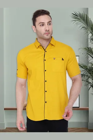 Kuons Avenue Men Yellow Smart Slim Fit Opaque Casual Shirt