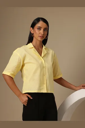 Chemistry Solid Relaxed Cuban Collar Drop Shoulder Sleeve Oversized Casual Shirt
