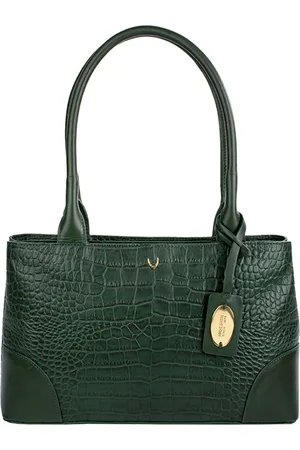 Hidesign Green Croc Textured Leather Shoulder Bag