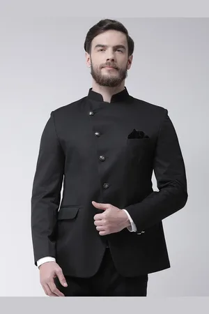 Hangup Men Black Solid Single Breasted Blazer