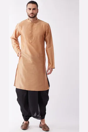 Vastramay Men Rose Gold Kurta with Dhoti Pants