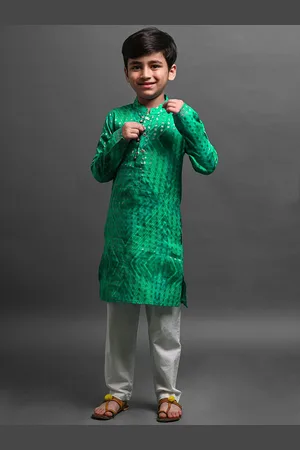 VESHAM Boys Geometric Woven Design Mandarin Collar Kurta With Pyjamas