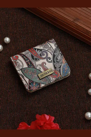 Priyaasi Women Grey & White Printed PU Two Fold Wallet
